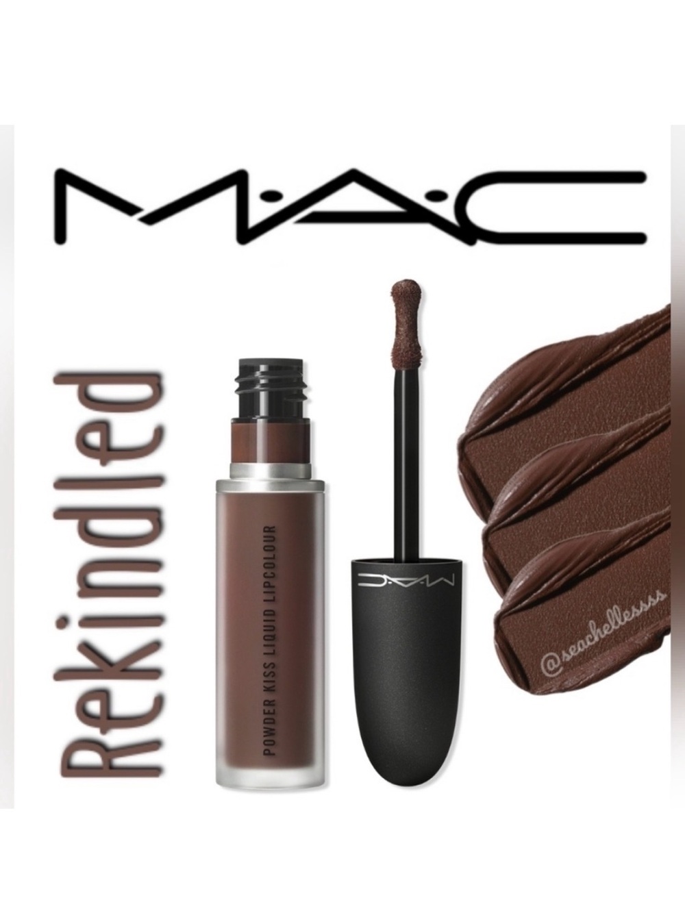 MAC Cosmetics Powder Kiss Liquid Lipstick Rekindled Cool Brown Brand New In Box